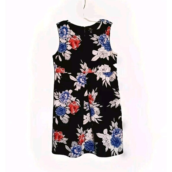 Maternity Dress Taylor A Pea In The Pod Fit and Flare Sleeveless Black Floral L - Picture 1 of 3